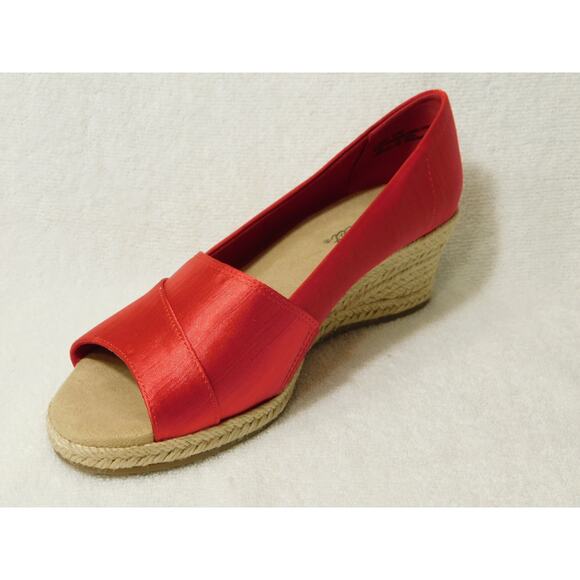 W651 Easy Street Red Thai Silk Jasper Super Flex Espadrille Sandals 7.5 M - Picture 2 of 5